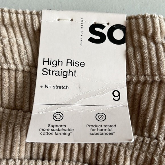 SO High Rise Straight Leg Tan Corduroy Pants NWT Junior Size 9 - Picture 9 of 14